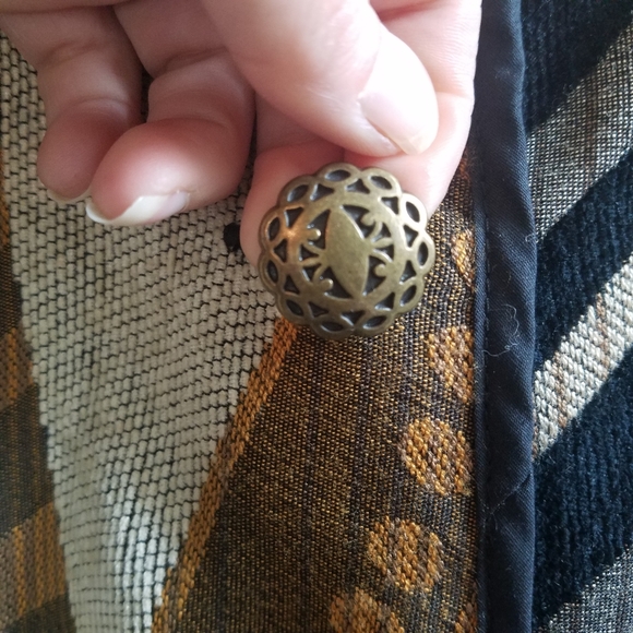 *SOLD*Bohemian Tapestry Vest Reversible Button Front EarthTones Abstract. - Picture 11 of 15